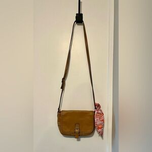 Coach Tan Crossbody Bag with Pink Coach Scarf